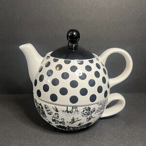 You & Me by Jessie Steele 'Daughter' Black & White 3pc Stacked Tea for One Set